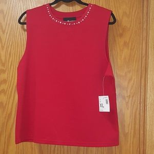 Red Sag Harbor Sleeveless Bedazzled Knit Top XL